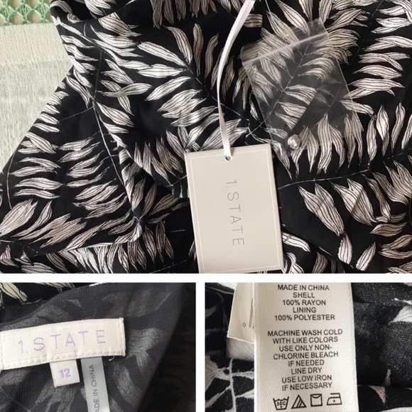 1. STATE  Black & White Tropical Print Romper - Picture 8 of 8
